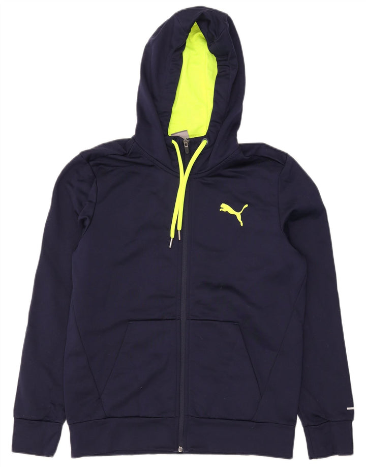 Felpa con cappuccio e zip da uomo Puma piccola in poliestere blu navy