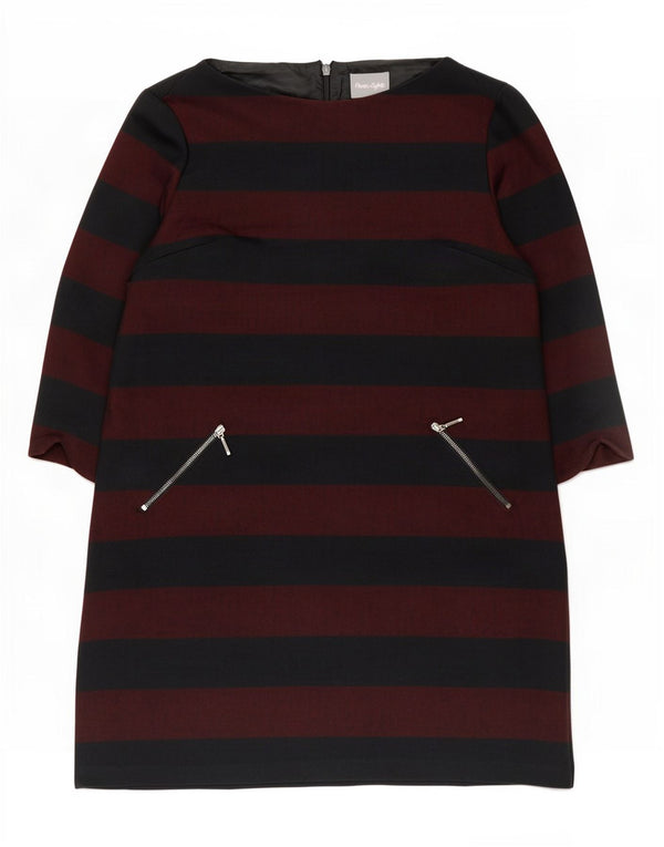 Abito a trapezio da donna con maniche a 3/4 Phase Eight UK 16 Grandi righe bordeaux