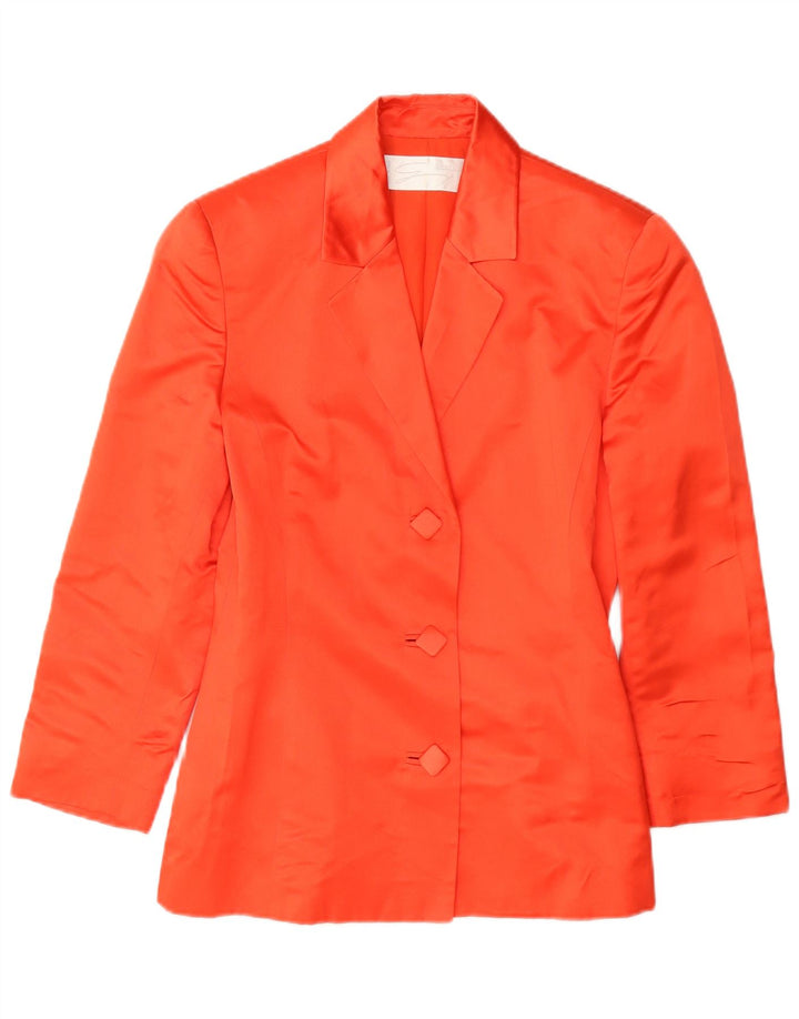 Giacca blazer da donna a 3 bottoni con maniche a 3/4 Genny US 6 seta arancione media