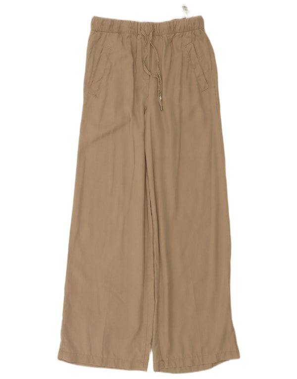 Pantaloni a gamba larga a vita alta da donna Zara XS W24 L30 Lyocell beige