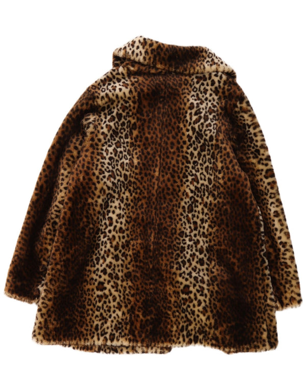 Cappotto vintage da donna in pelliccia sintetica UK 14 acrilico con stampa animalier marrone medio