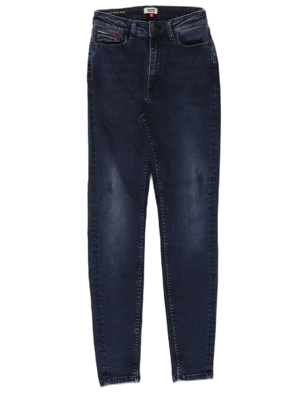 Jeans skinny a vita ultra alta da donna Tommy Hilfiger W26 L30 cotone blu navy