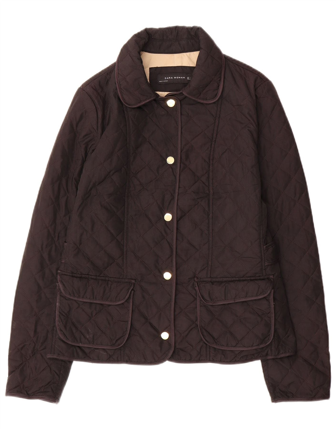 Giacca trapuntata da donna Zara UK 14 grande marrone