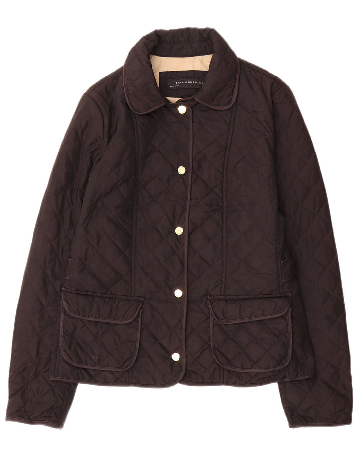 Giacca trapuntata da donna Zara UK 14 grande marrone