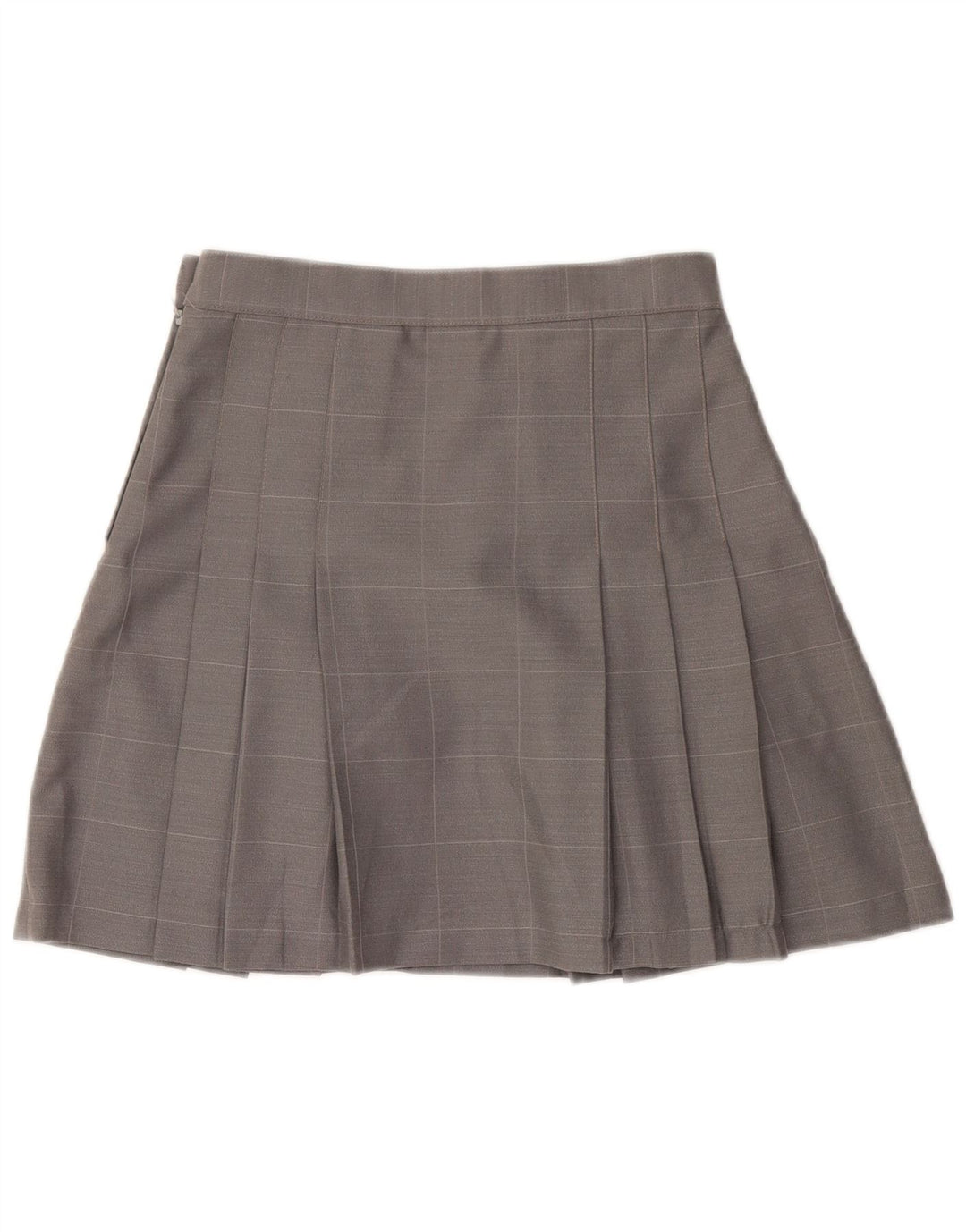 Minigonna a pieghe vintage da donna IT 42 media W28 lana a quadri grigia
