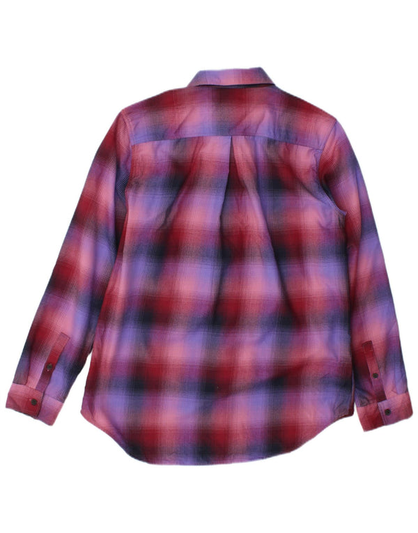 Camicia in flanella dal taglio classico da donna Eddie Bauer UK 14 a quadri viola medio