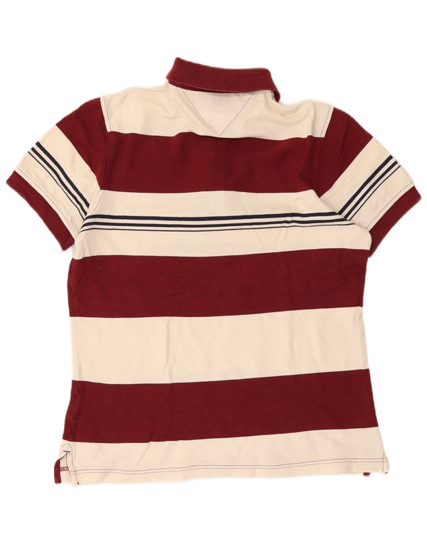 Polo da uomo Custom Fit Tommy Hilfiger piccola in cotone a righe bordeaux