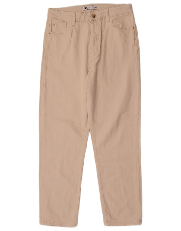 Pantaloni casual a vita alta da donna Zara EU 40 medi W30 L27 bianco sporco