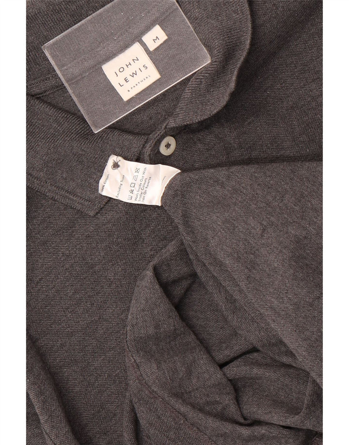Polo da uomo a maniche lunghe John Lewis in cotone grigio medio