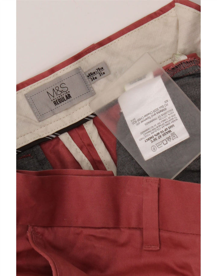 Pantaloni chino vestibilità regolare da uomo Marks & Spencer W34 L31 cotone rosso