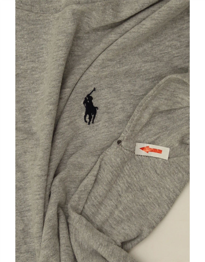 Polo Ralph Lauren Top da uomo a maniche lunghe in cotone chiazzato grigio piccolo