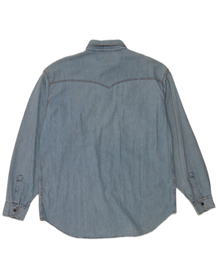 HOLIDAY Camicia in denim da uomo in cotone blu medio
