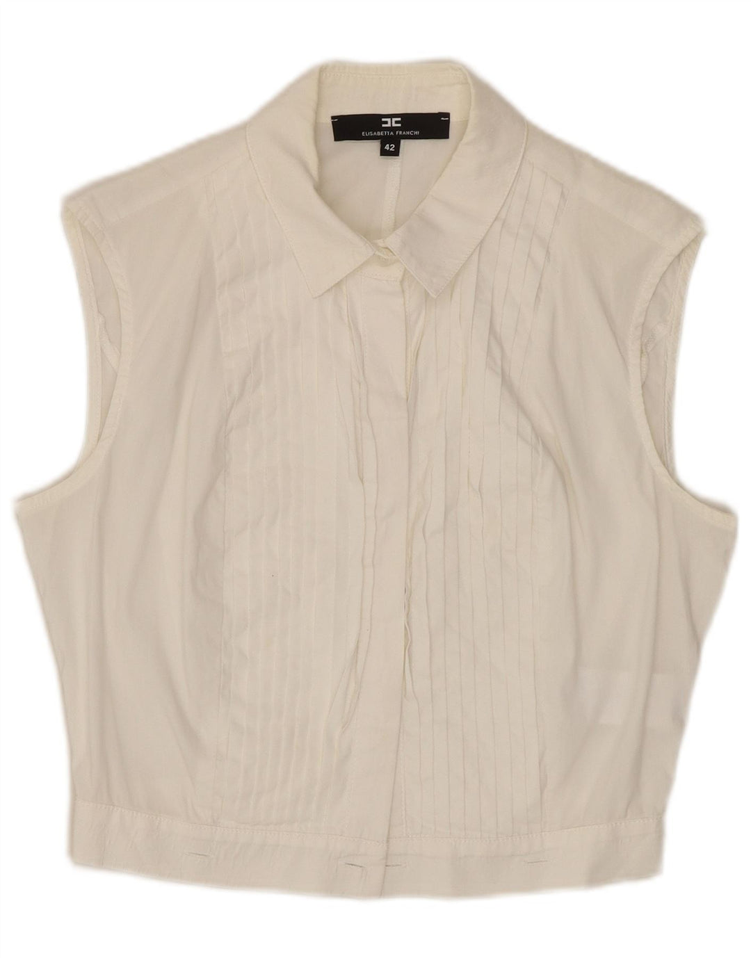 ELISABETTA FRANCHI Camicia Donna Senza Maniche IT 42 Medio Bianco
