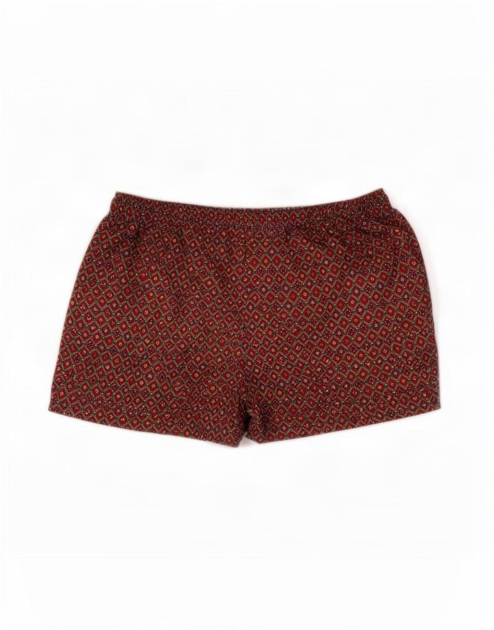 Pantaloncini da bagno vintage da uomo in poliestere geometrico marrone medio