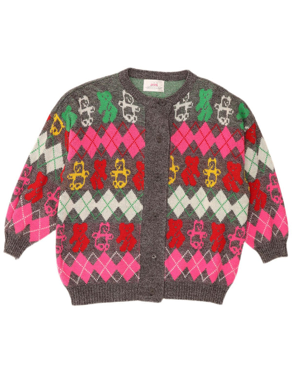 Vintage Womens Cardigan Sweater IT 50/52 XL Multicoloured Argyle/Diamond