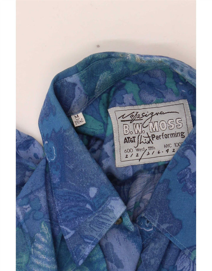 B.W. Camicia a maniche corte da uomo Moss taglia 38/40 blu medio floreale