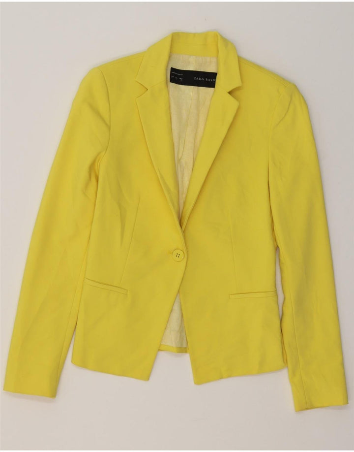 Giacca Blazer a 1 Bottone da Donna ZARA UK 10 Small Giallo Poliestere