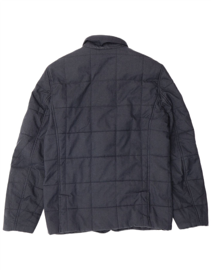 TED BAKER Giacca trapuntata da uomo taglia 2 piccola blu navy a spina di pesce classica