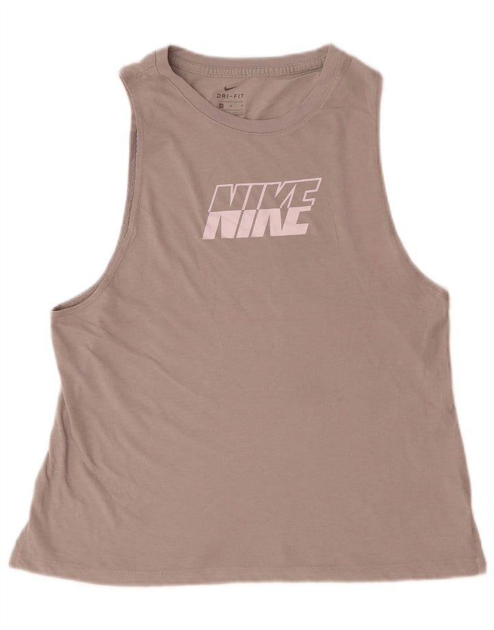 Canotta grafica NIKE Dri Fit da donna UK 14 Cotone grigio medio