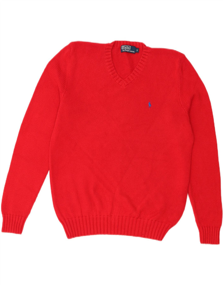 Polo Ralph Lauren Maglione da uomo con scollo a V in cotone rosso medio