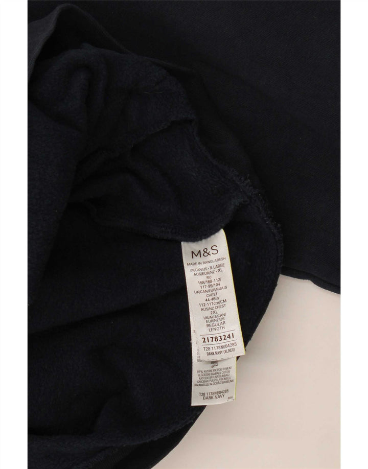 Felpa da uomo Marks & Spencer con zip e collo, maglione XL, cotone blu navy