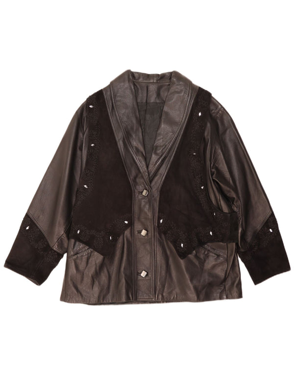 Giacca in Pelle Donna Lavorazione Artigiana IT 42 Media Pelle Nera