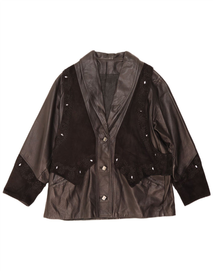 Giacca in Pelle Donna Lavorazione Artigiana IT 42 Media Pelle Nera