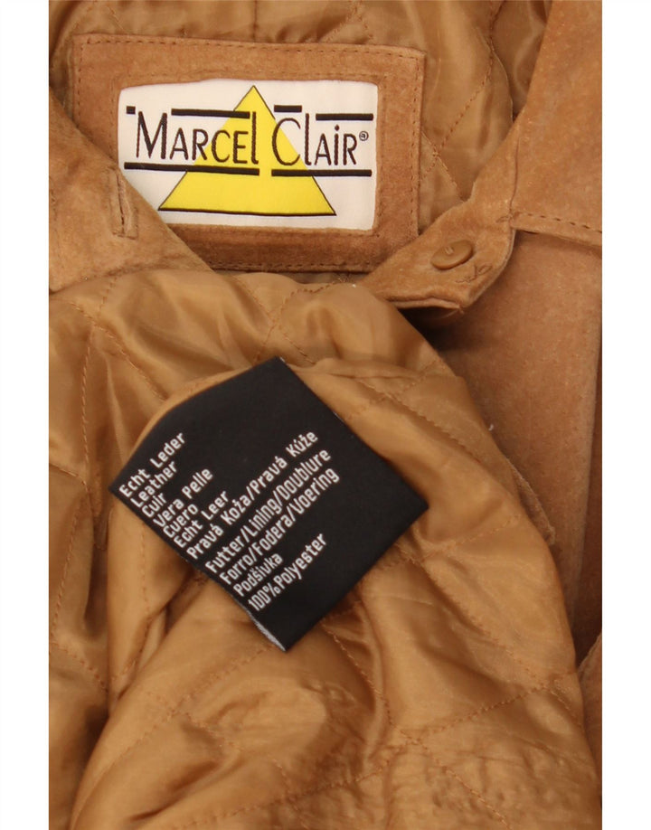 Giacca in pelle scamosciata da donna Marcel Clair UK 14 grande in pelle marrone