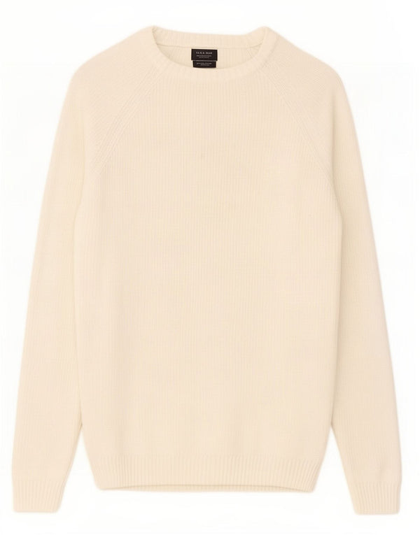 Maglione Zara da uomo con scollo a barca XL in cotone bianco sporco