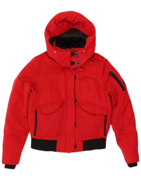 Giacca imbottita oversize con cappuccio da donna Hollister UK 10 piccola rossa in poliestere