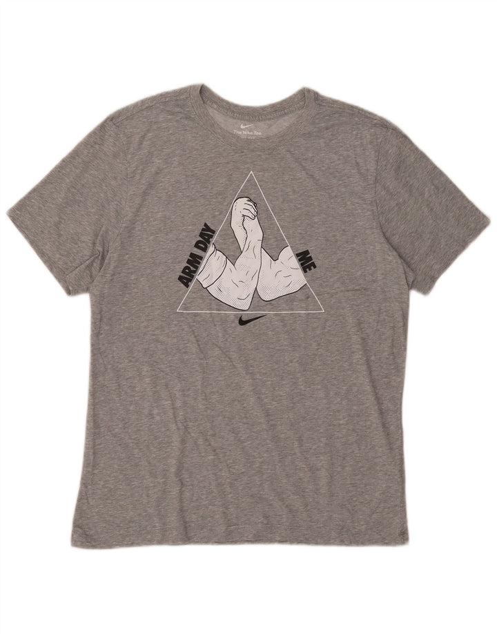 T-shirt grafica da uomo Nike Top grande in cotone grigio