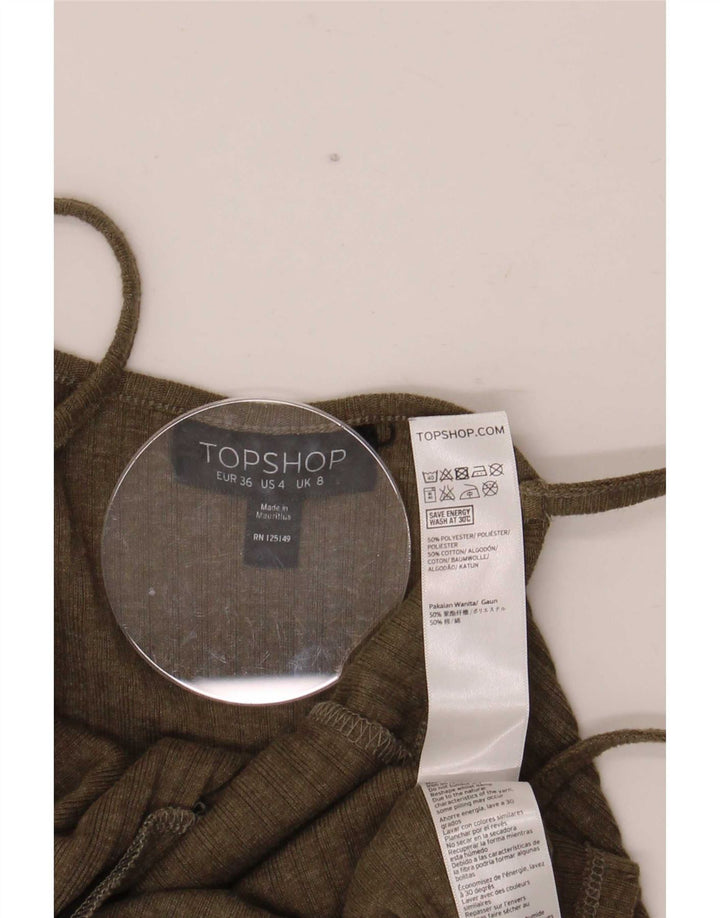 Abito sottoveste da donna Topshop UK 8 piccolo poliestere kaki