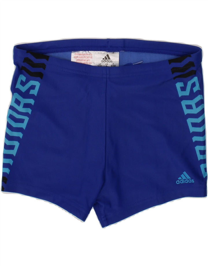 ADIDAS Boys Graphic Sport Shorts 9-10 Years Blue Polyamide Vintage Adidas and Second-Hand Adidas from Messina Hembry 