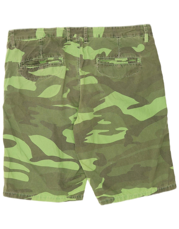 Maui and Sons Mens Chino Shorts IT 54 2XL W38 Green Camouflage Cotton