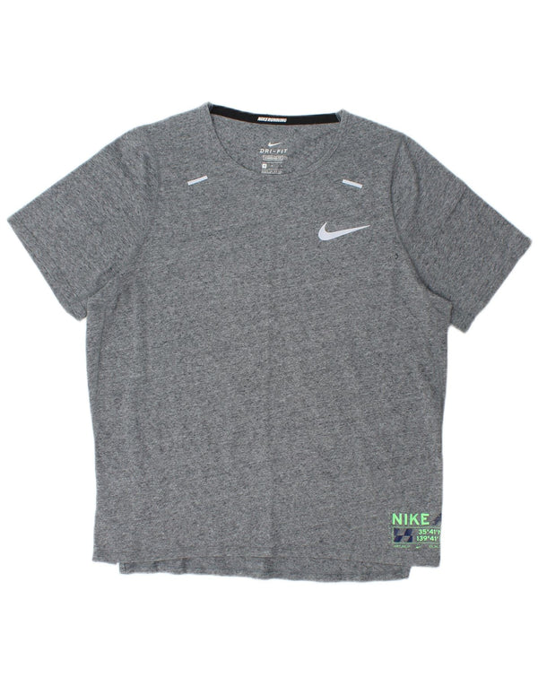 Nike Mens Dri Fit Standard Fit Graphic T-Shirt Top Medium Grey Flecked