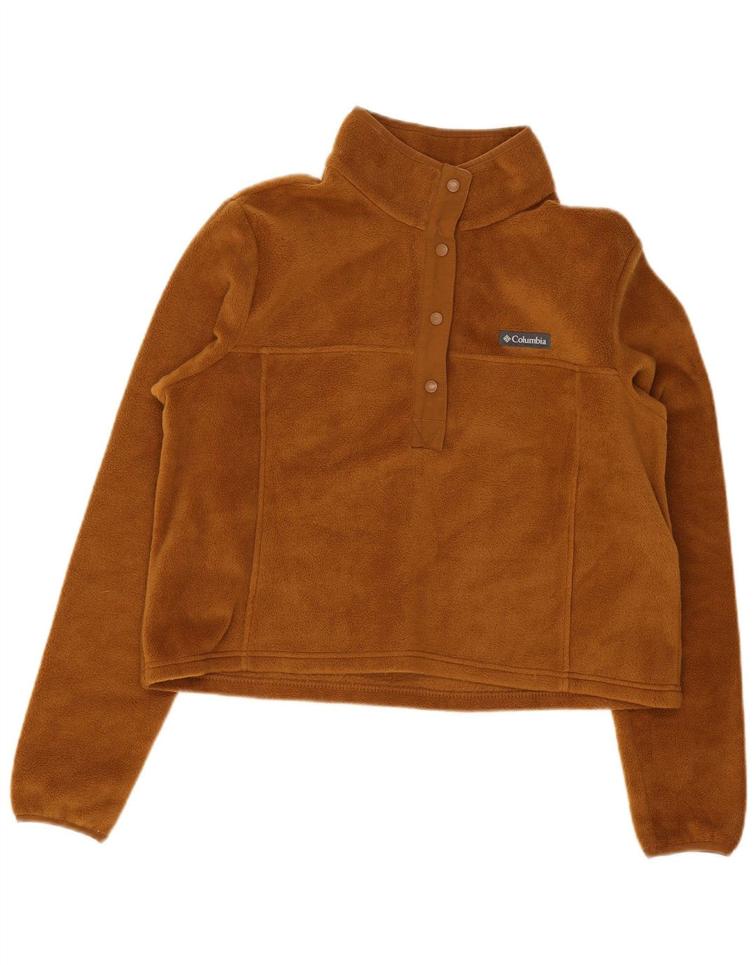 Maglione in pile Columbia da donna con collo corto e bottoni UK 16 Large Beige Poliestere