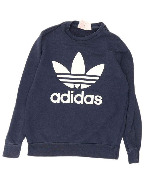 Felpa grafica Adidas da ragazzo 13-14 anni in cotone blu navy