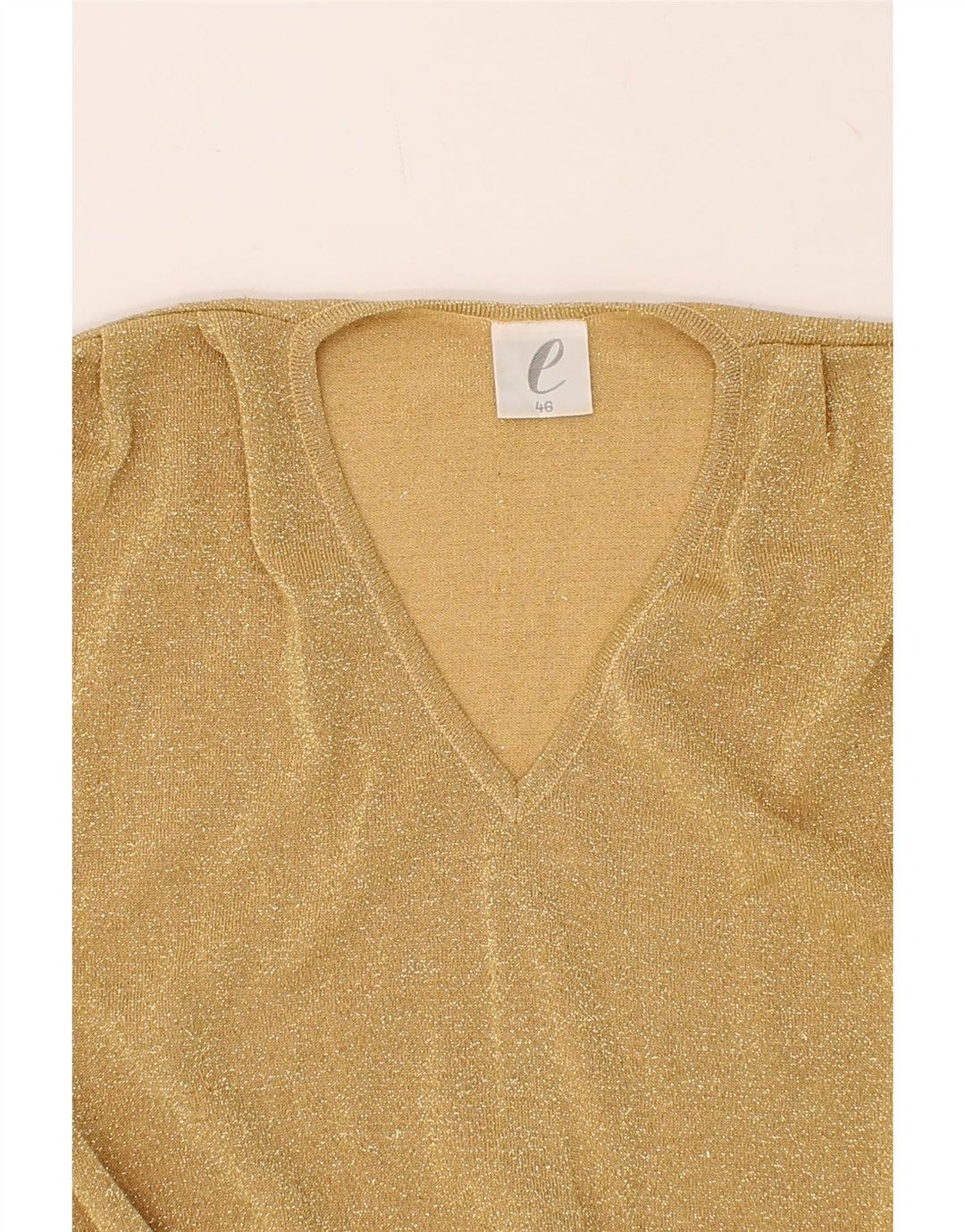 VINTAGE Womens V-Neck Jumper Sweater EU 46 XL Gold Vintage Vintage and Second-Hand Vintage from Messina Hembry 