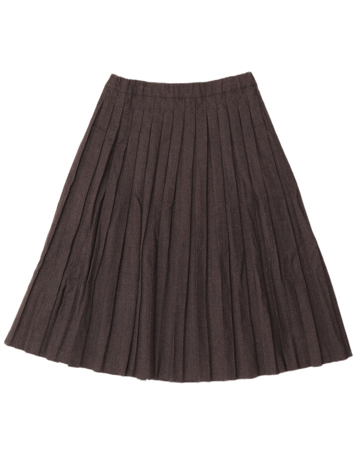 Gonna a pieghe vintage da donna IT 42 media W30 lana grigia