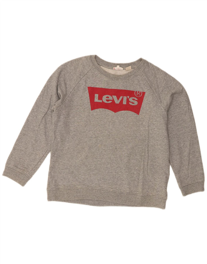 Felpa grafica da donna Levi's UK 14 Cotone screziato grigio medio