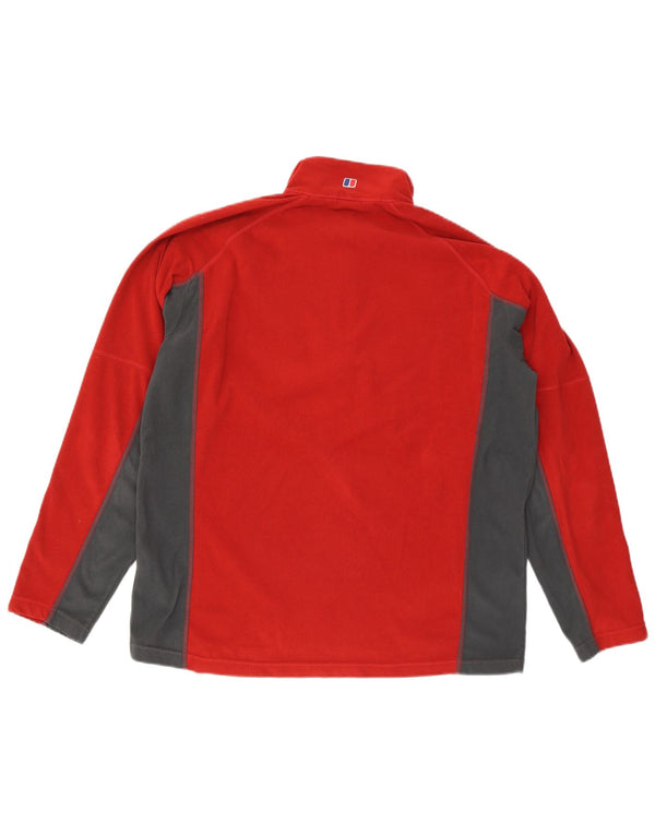 Maglione in pile da uomo Berghaus con zip e collo XL in poliestere color block rosso