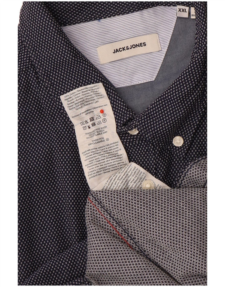Camicia da uomo Jack & Jones 2XL cotone geometrico blu navy