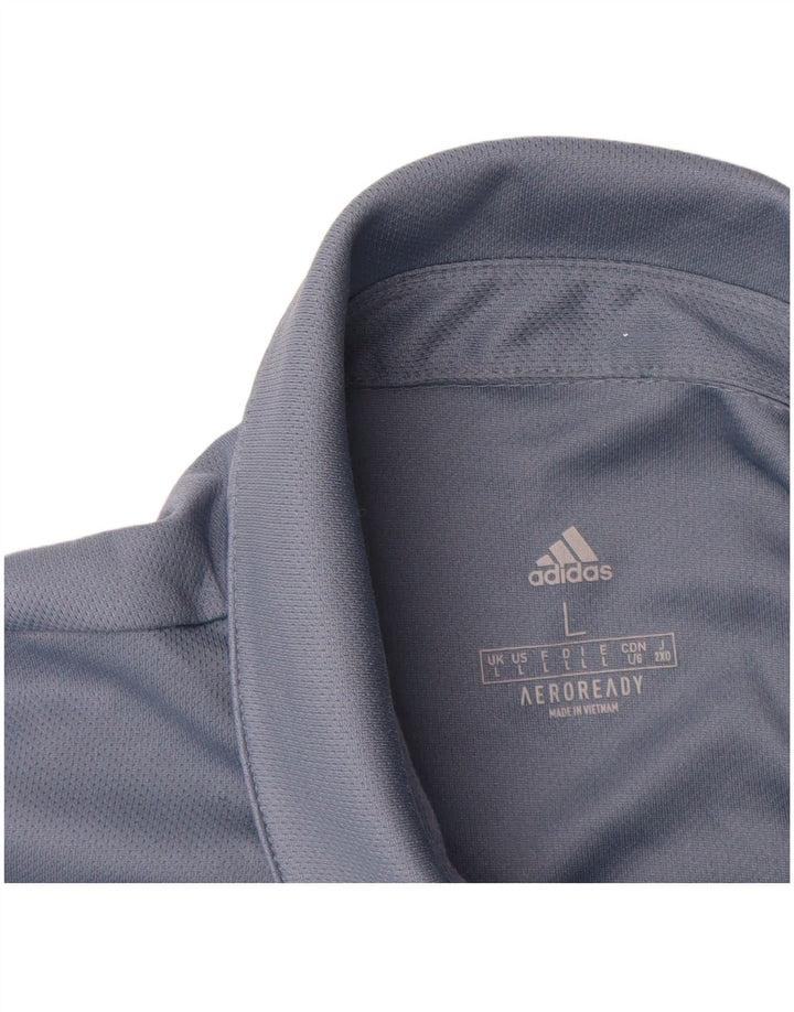 Polo Adidas Aeroready da uomo grande in poliestere blu