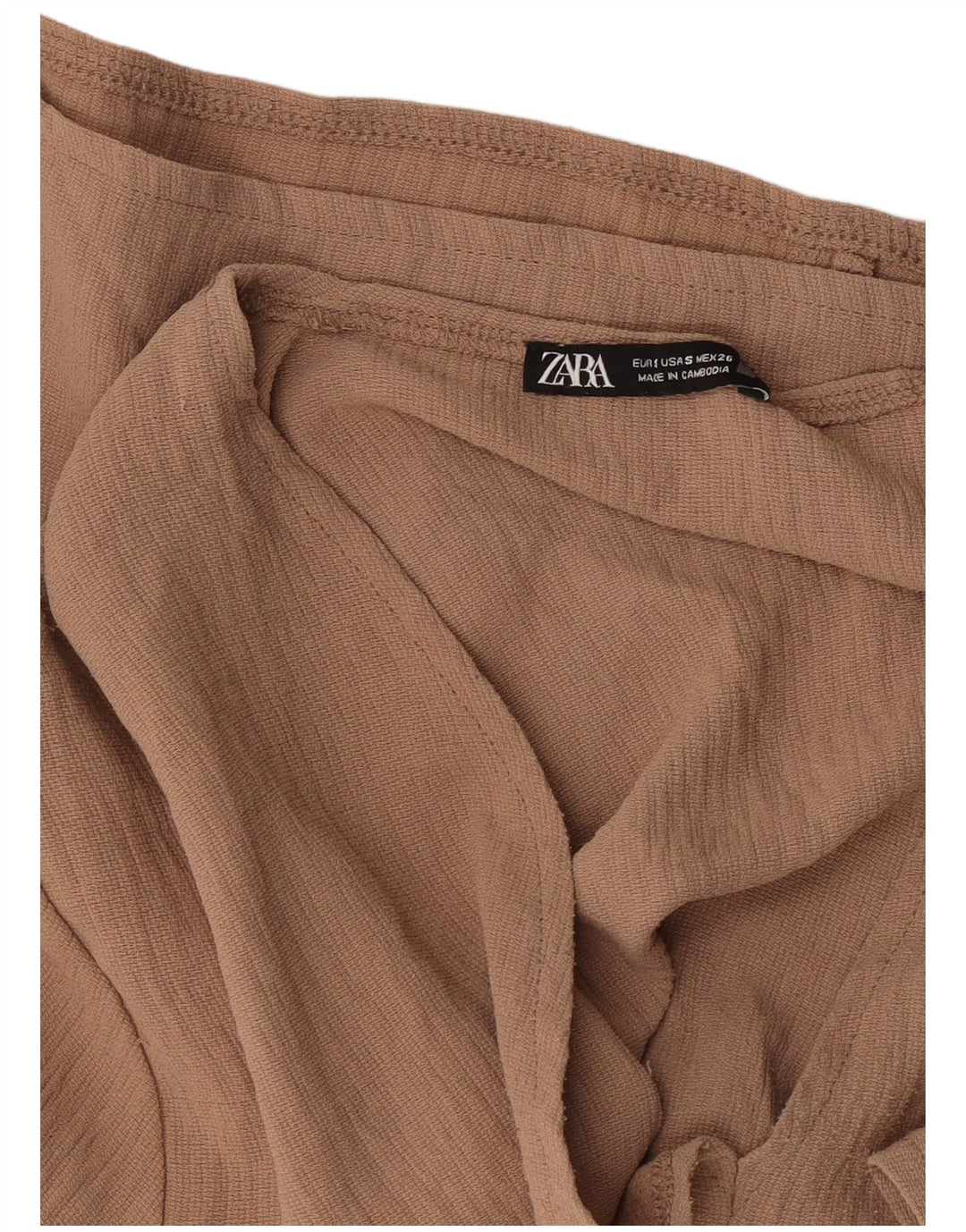 Top Zara da donna con maniche a 1/2 maniche UK 10 Small Marrone