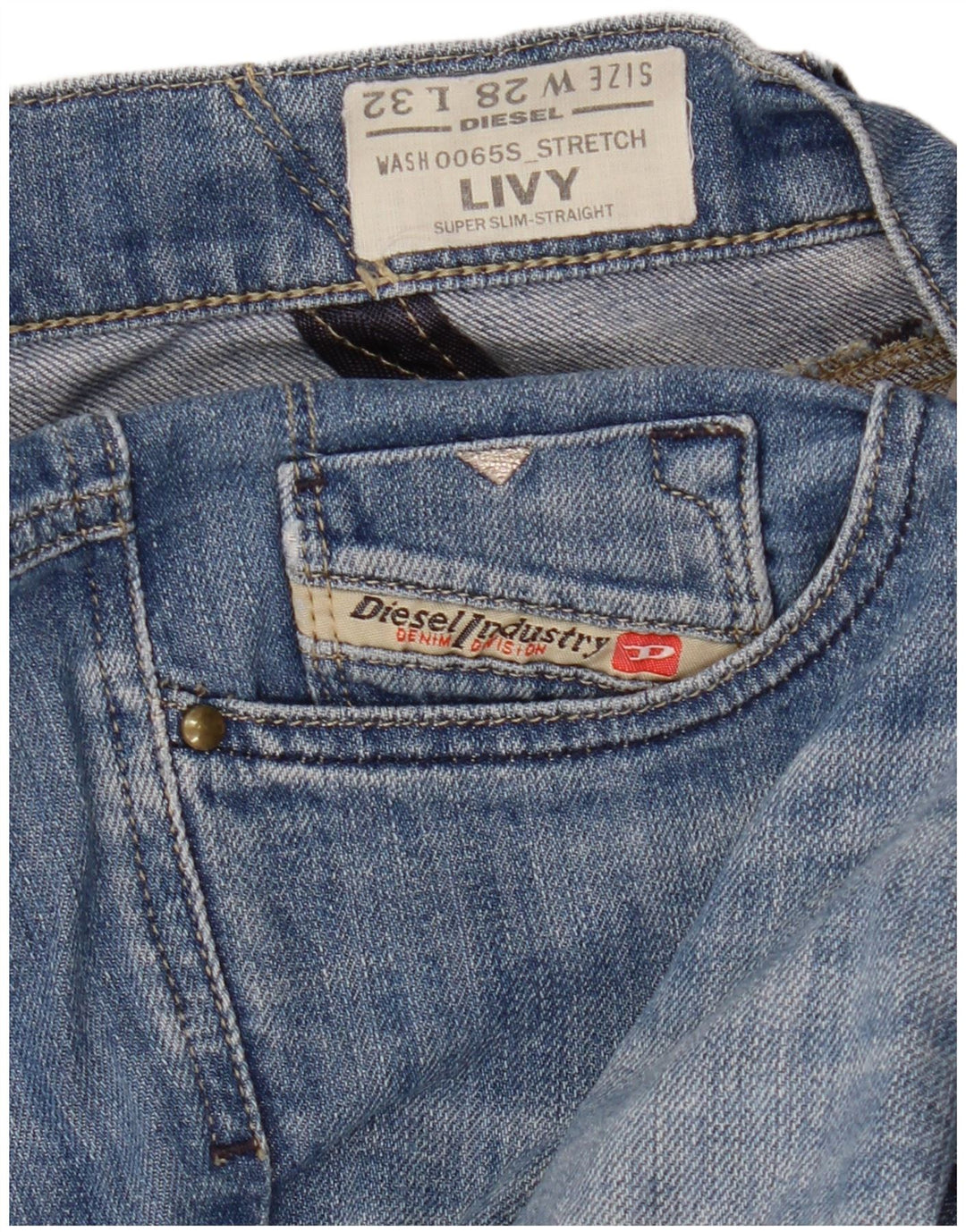 DIESEL Jeans dritti super slim Livy da donna W28 L32 cotone blu