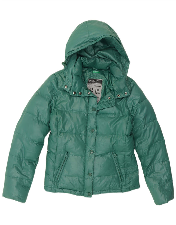 Giubbotto imbottito con cappuccio Donna Benetton IT 44 Verde Medio Poliestere