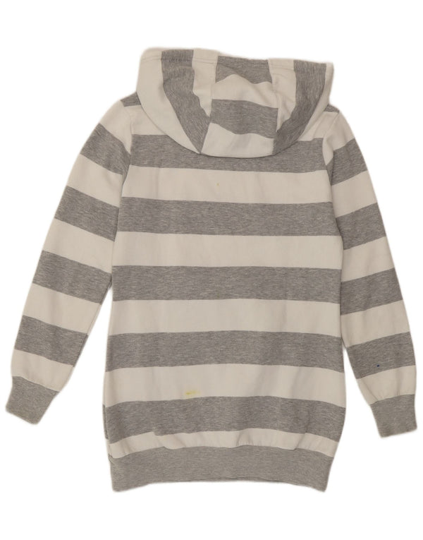 Felpa con cappuccio da donna Adidas lunga e vestibilità ampia, taglia EU 32 XS, a righe grigie