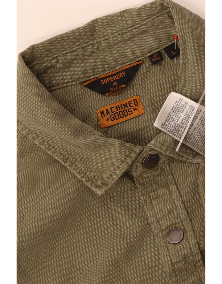 Camicia overshirt da uomo Superdry grande in cotone kaki
