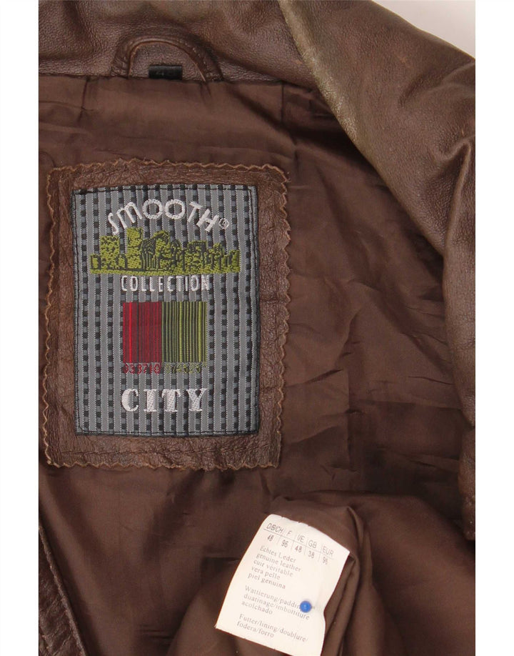 Giacca in pelle vintage da uomo IT 48 Marrone medio