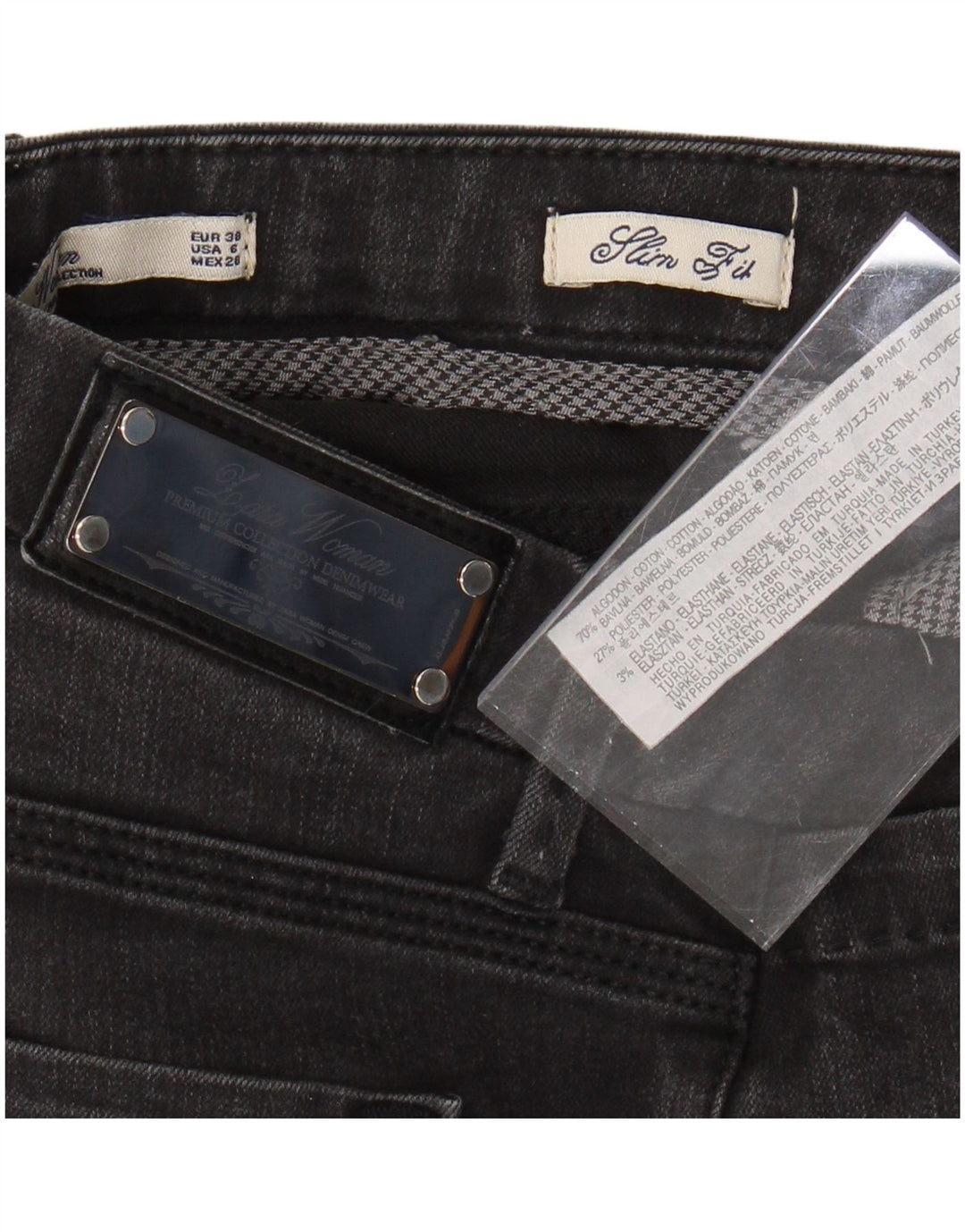 Jeans slim corti da donna ZARA EU 38 piccoli W28 L26 cotone nero